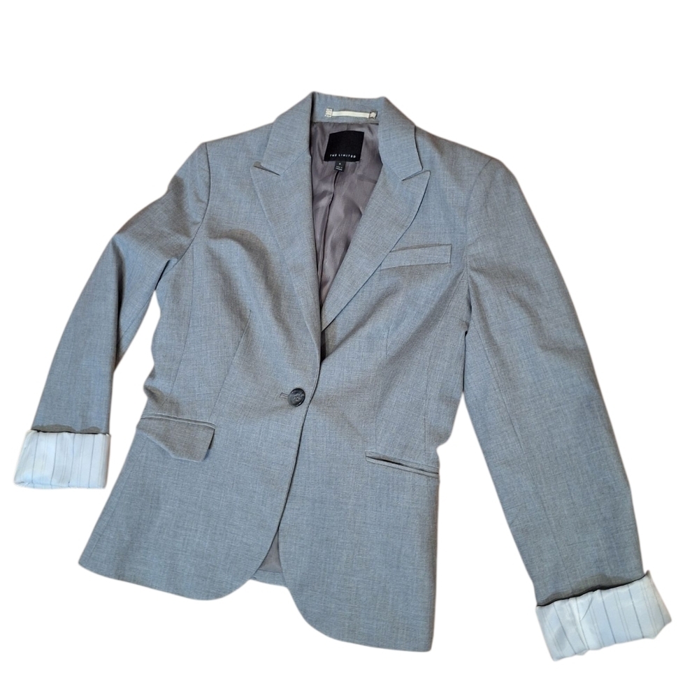 The Limited Gray Blazer Modern Suit Jacket Ladies Size 6 Y2K Office 2006 Vintage